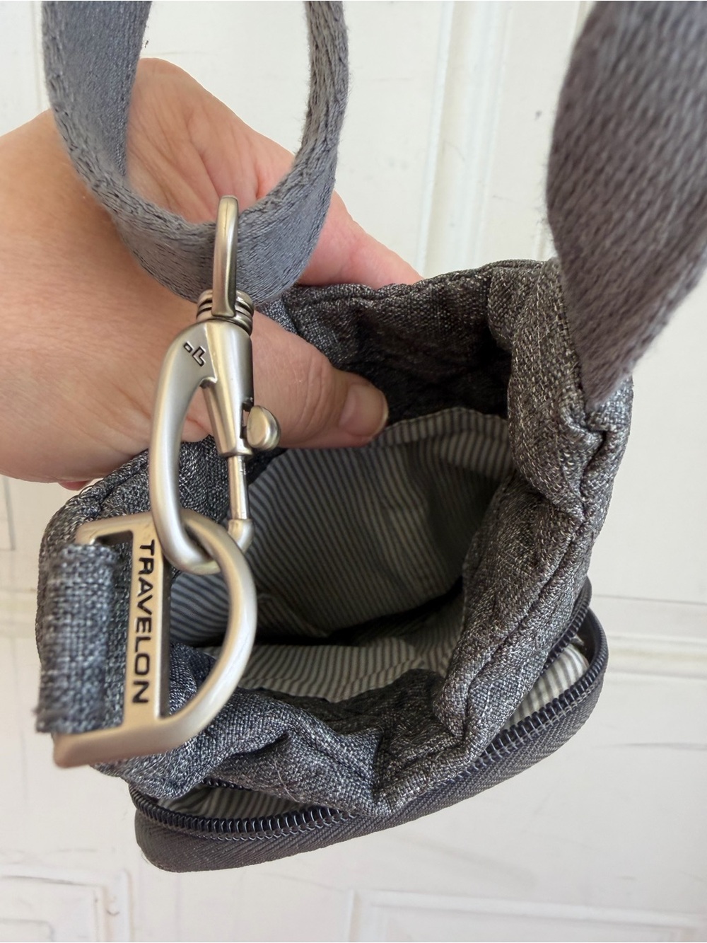 Gray Quilted Crossbody Sling Bag Bottle Holder - Travelon - Picture 5 of 6